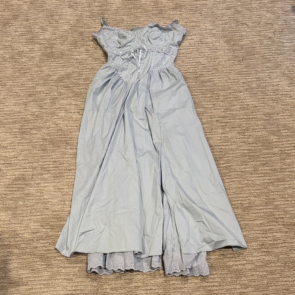 House of CB Strapless Light Blue Formal Dress
